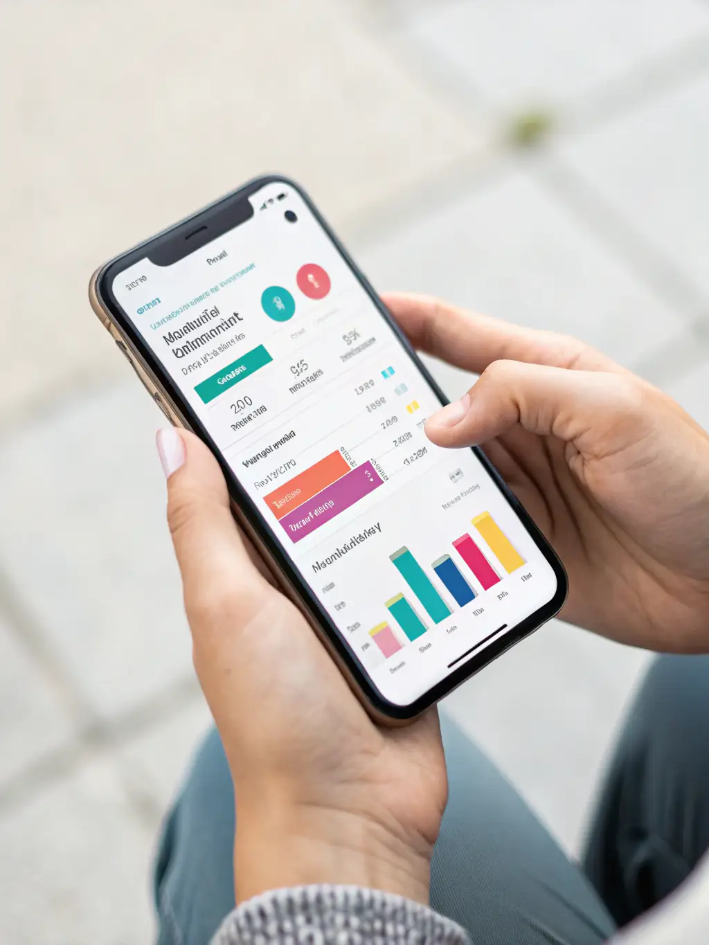 A smartphone displaying the Twisto app interface, highlighting the budgeting and expense tracking features.