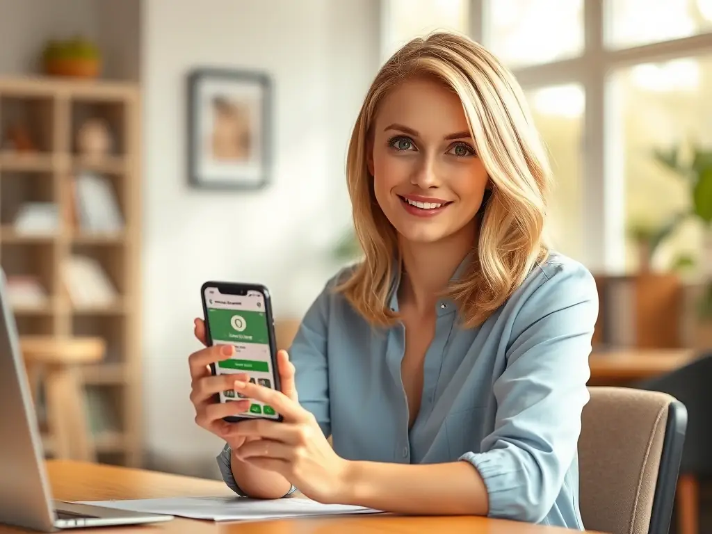 A person using the Twisto mobile app on their smartphone, showcasing the user-friendly interface and account management features.